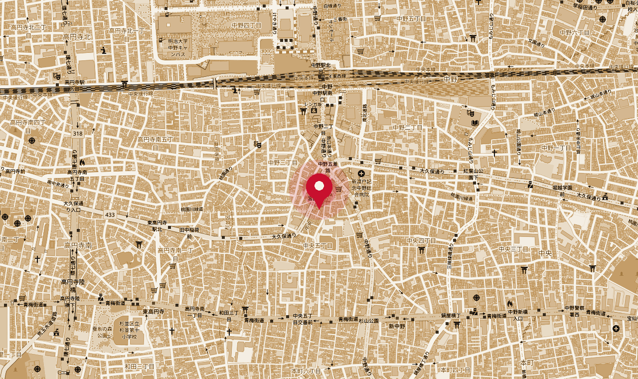 ISLETの地図（中野区中央）